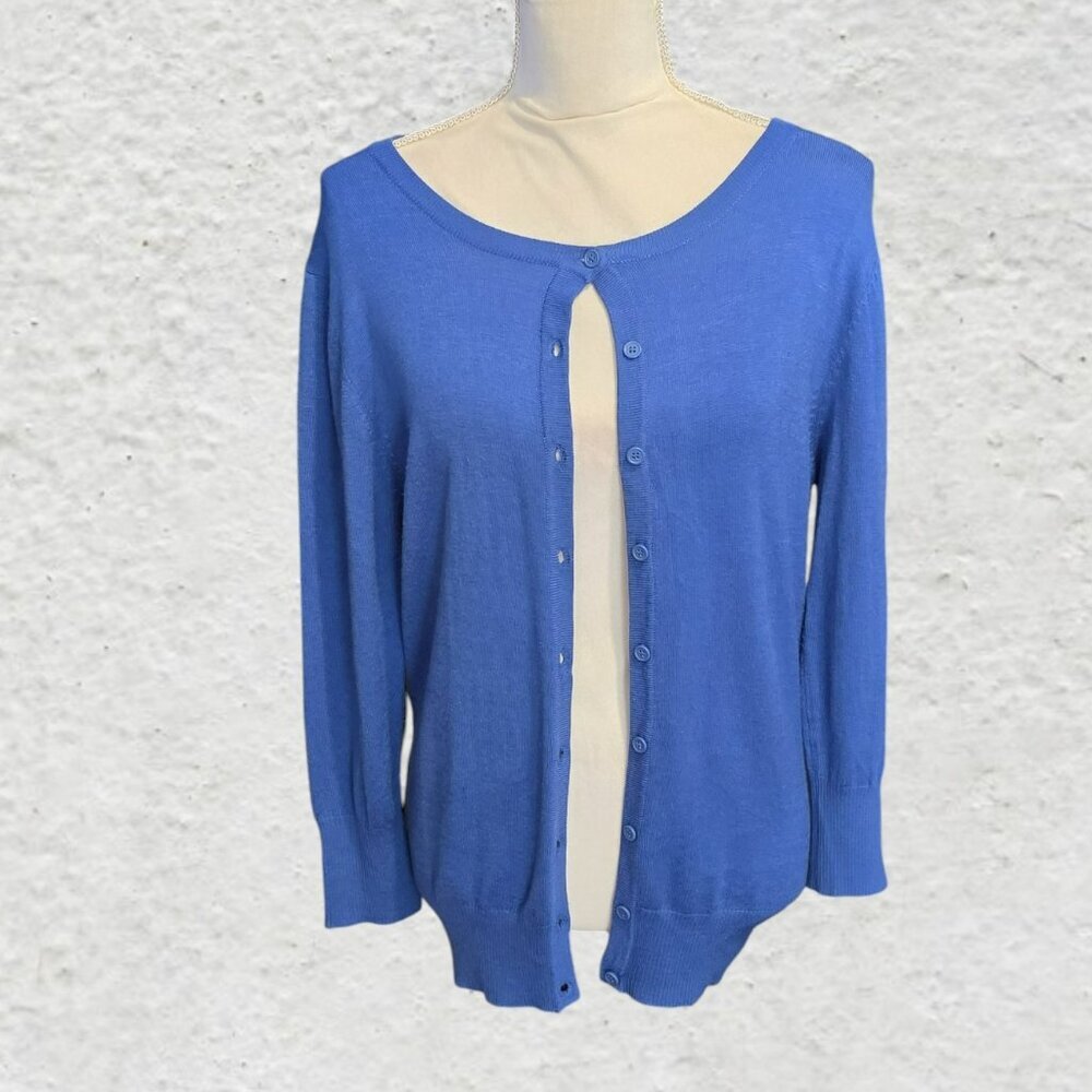 MAK Blue‎ Long Sleeve Cardigan Button Down Sweater in Size Large